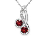 4/5 Carat (ctw) Garnet & White Topaz Pendant Necklace in Sterling Silver with Chain